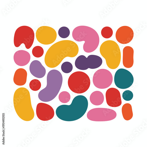 Colorful abstract shapes vector illustration isolated on white background, rounded shapes.