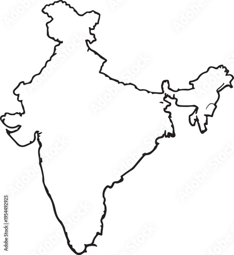 India map of black contour curves of vector illustration