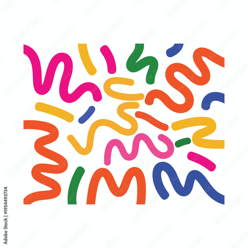Fototapeta premium Colorful squiggles on white background abstract wavy lines vector illustration isolated on white background