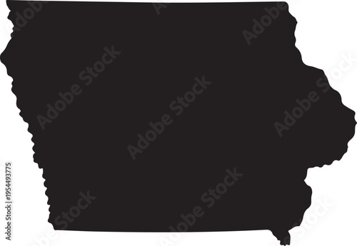 Iowa black map on white background vector