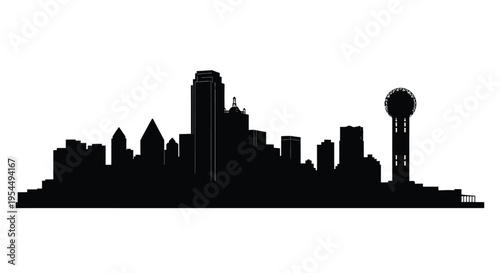 Dallas skyline featuring the reunion tower in stark black silhouette