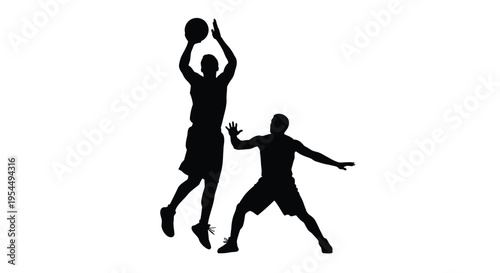 Two basketball players in action a dynamic sports moment silhouette
