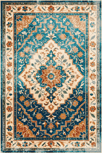 Folk style traditional printed Carpet with trending colors and texture in high resolution
