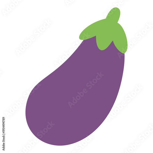 Fresh Eggplant: A simple, clean, and inviting illustration of a single, vibrant eggplant, its smooth, deep purple skin glistening invitingly.