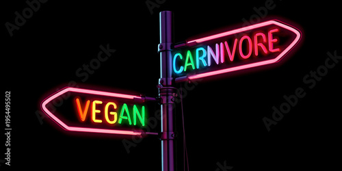 Vegan vs. Carnivore Neon Sign Crossroads