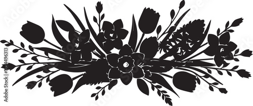 Elegant floral silhouette illustration for romantic design vector illustration line art