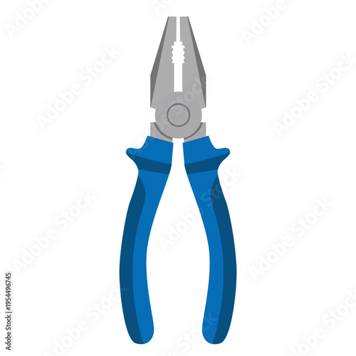 Blue pliers icon for electrical work, labor day, construction tools, gripping equipment, skilled trades, professional repair, industrial maintenance, and technical craftsmanship.