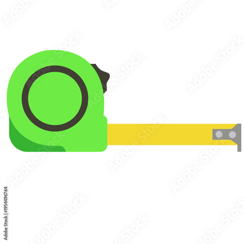 Green tape measure icon for construction measurement, labor day, building tools, precision work, skilled trades, professional equipment, carpentry projects, and accurate measurement skills.