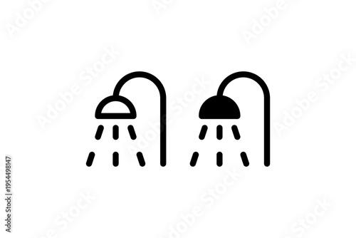 Minimal shower icons outline and solid vector set