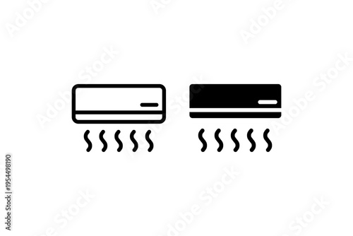 Minimal air conditioner icons outline and solid set