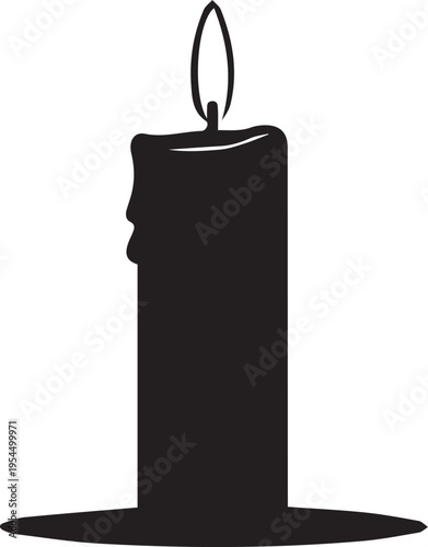 Candle vector silhouette illustration line art isolated on transparent background