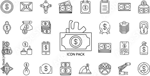 Financial Icon Pack: Money, Banking, and Business Symbols Collection