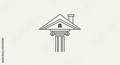 Classical Architecture Home Symbol with Ionic Column.