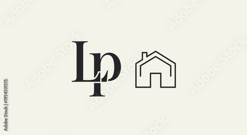 Elegant LP monogram and house outline logo design.
