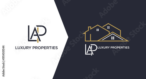 Luxury Properties LAP Monogram Logo with House Icon Design.