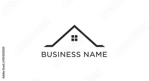 Minimalist House Roof Logo with Window and Business Name.
