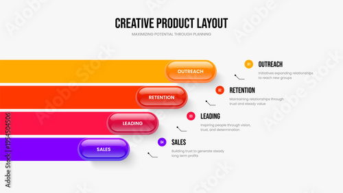 Professional Growth 4 Option Diagram Slideshow Template. Project Campaign Frame Layout Vector Illustration. Marketing Solution Four Element Infographic Presentation Design.
