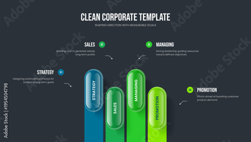 Investor Portfolio 4 Option Diagram Slide Template. Consulting Showcase Slideshow Design Vector Illustration. Professional Development Four Element Infographic Frame Layout.