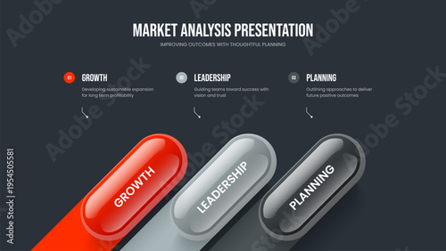 Digital Analysis 3 Option Infographic Slide Design. Company Growth Three Step Diagram Presentation Template. Creative Profile Slideshow Layout Vector Illustration.