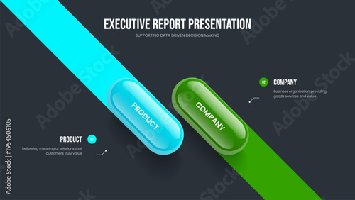 Enterprise Development Two Step Infographic Presentation Layout. Corporate Review Frame Template Vector Illustration. Business Campaign 2 Option Diagram Slide Design.