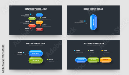 Consulting Plan Five One Two Three Element Infographic Presentation Template Vector Illustration Bundle. Market Forecast 5 1 2 3 Step Diagram Slideshow Design Collection.