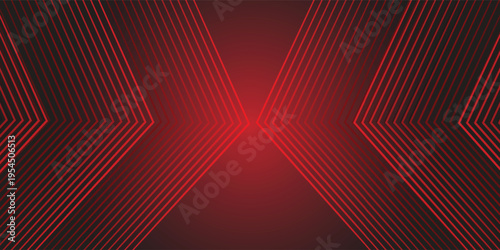 Abstract Red Neon Geometric Arrow Lines on Dark Background