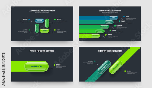 Project Campaign 4 5 1 2 Option Diagram Presentation Template Collection. Consulting Strategy Four Five One Two Element Infographic Frame Layout Vector Illustration Bundle.