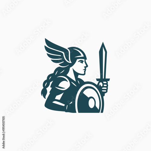 Modern Valkyrie Goddess Logo
