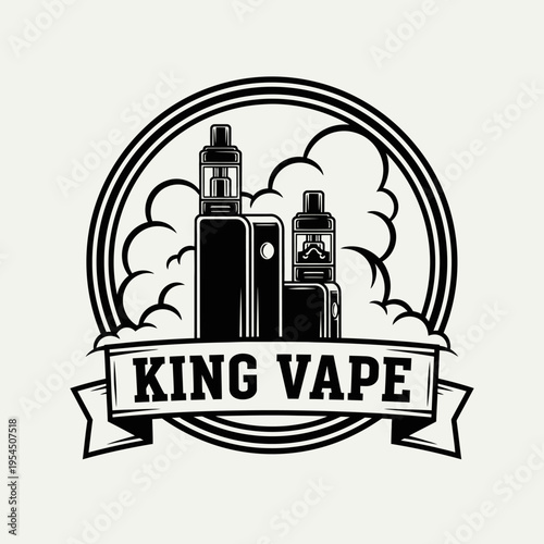 King Vape logo with two vape devices and smoke clouds.