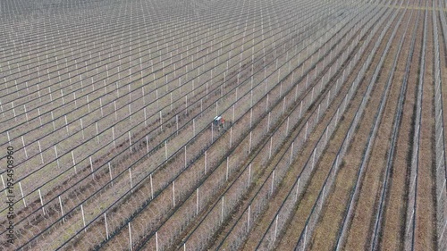 a tractor in the orchard