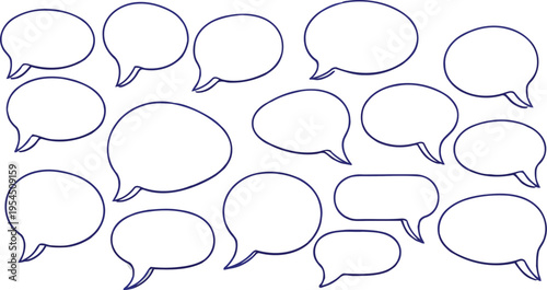 White 3D message boxes with blue borders rendering isolated