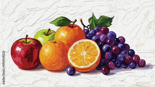 Fresh Fruit Still Life Painting for Kitchen Decor & Food Marketing