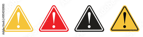 Warning Triangle Icons with Exclamation Mark, Alert Sign and Safety Symbol Collection