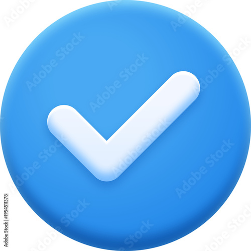 Check mark icon volume blue matt