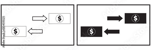 Dollar money transfer icon set. Money transfer icon