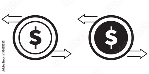 Dollar money transfer icon set. Money transfer icon