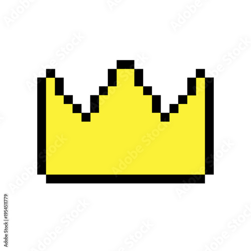 A vibrant pixel art crown rendered in a classic 8-bit style, symbolizing royalty, success, and vintage gaming aesthetics with its distinctive digital block design, perfect for retro game interfaces