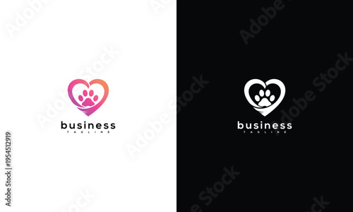 Heart and Paw Print Pet Love Logo Design for Animal Care Businesses