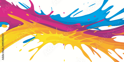 Colorful paint splashes on surface.