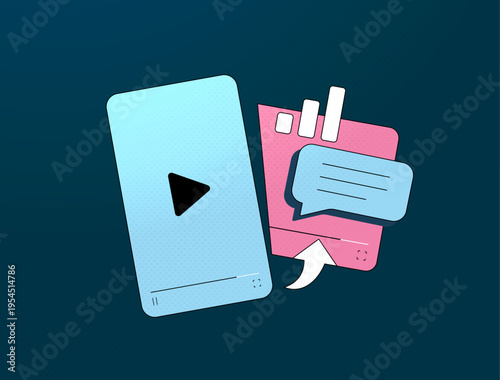 AI online video platform title generator, viral video SEO optimizer, intelligent keyword rich suggestion tool, content engagement strategy workflow, smart thumbnail title concept, modern illustration