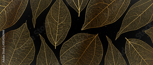 Leaf vein skeleton texture abstract background with close up plant leaf cells ornament texture pattern. Black and white organic macro linear background of nature leaf foliage vector illustration.