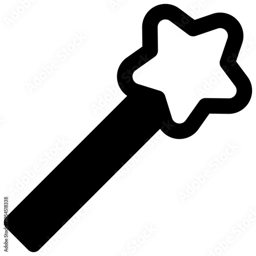 Magic wand. Outlined stroke vector icon with black-filled details.