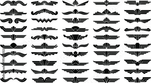 Art Deco vector divider collection. Features a variety of vintage decorative line breaks and ornate horizontal separators. Elegant graphic elements for classic design projects and invitations.