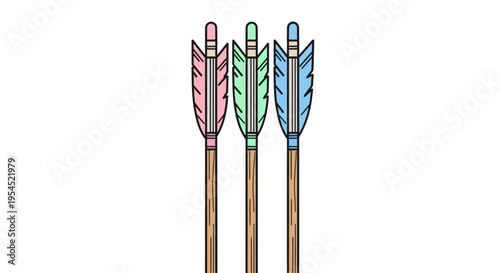 Colorful arrows with feather fletching tips.