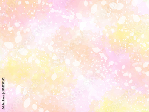 春の桜イメージのテクスチャー背景素材。ランダムな大きさで舞う桜吹雪のイメージ。キラキラした光の粒子。あたたかく賑やかなやさしい春の雰囲気。