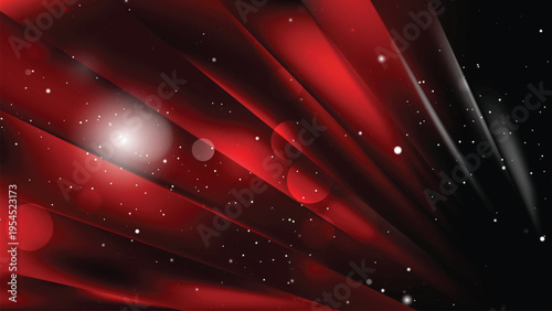 Abstract red and black streaks with glowing white light spots and lens flares creating cosmic futuristic motion depth digital artwork