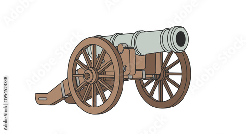 Vintage Cannon with Wooden Wheels.