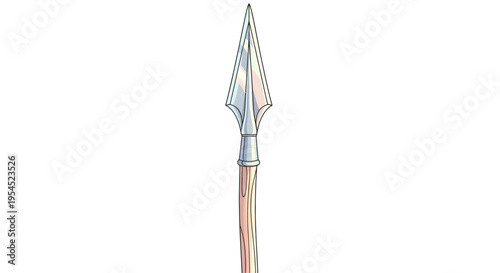 Metal arrowhead with feathers attached.