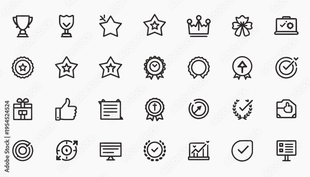 Fototapeta premium Reward Icon Set Monochrome Vector Collection for UI UX Design