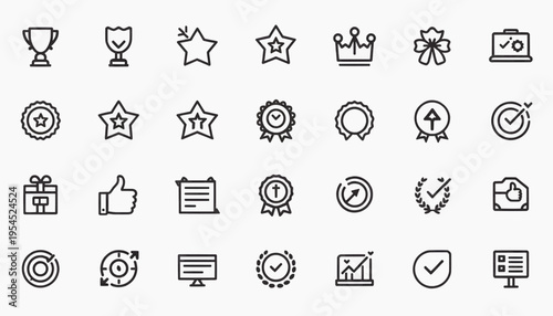 Reward Icon Set Monochrome Vector Collection for UI UX Design